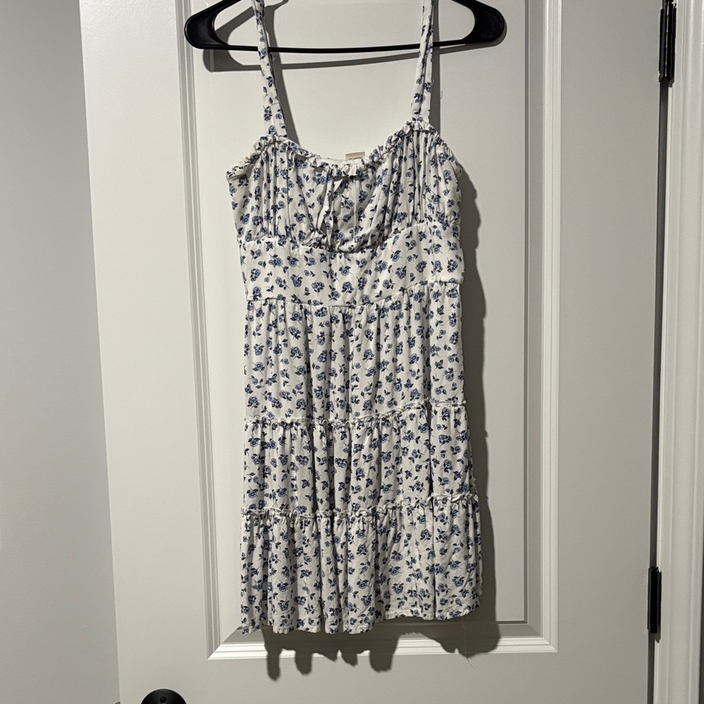 Altar'd State White Blue Floral Dress